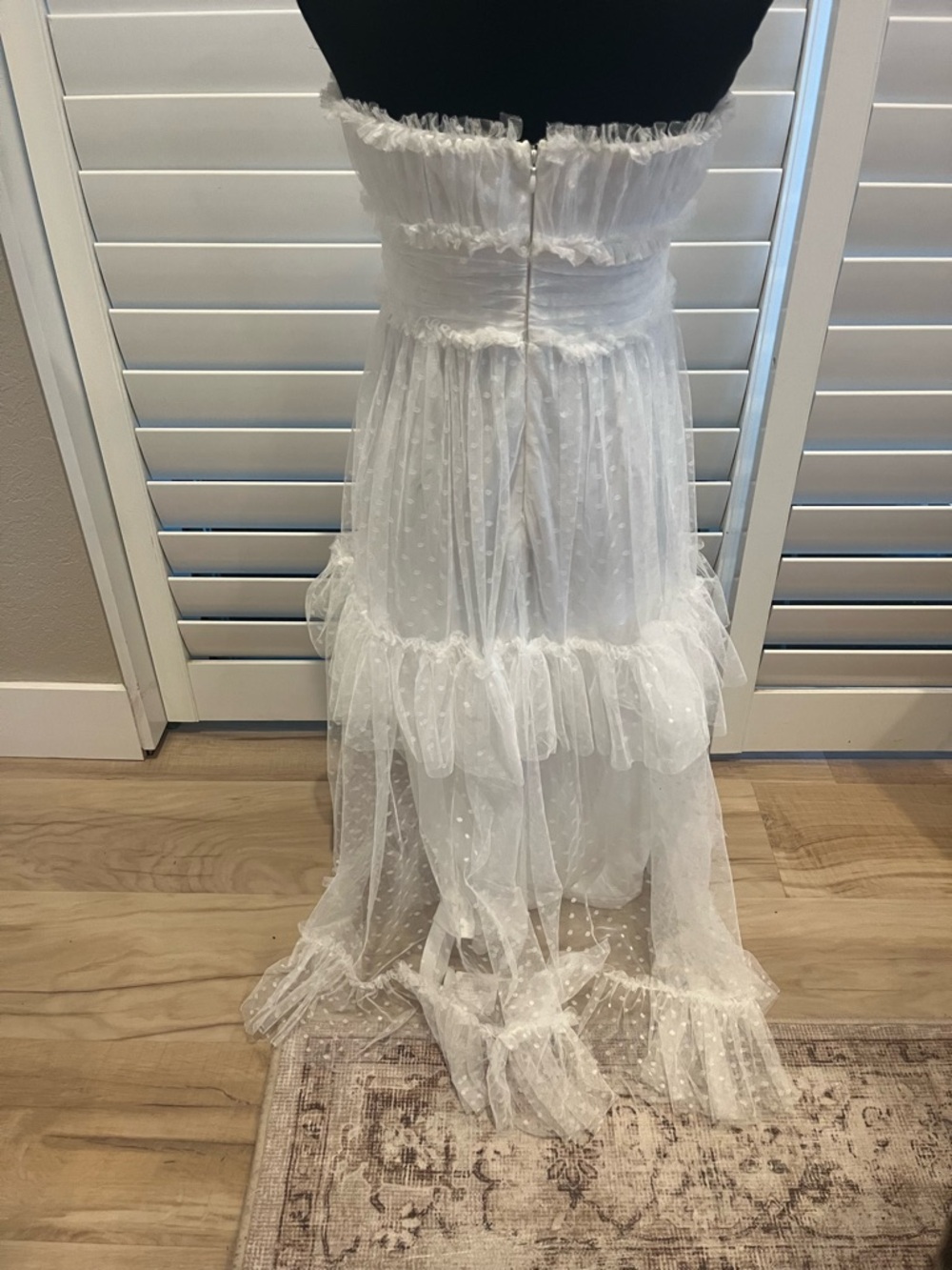 Anthropologie White Sheer Swiss Dot Ruffle Midi Dress